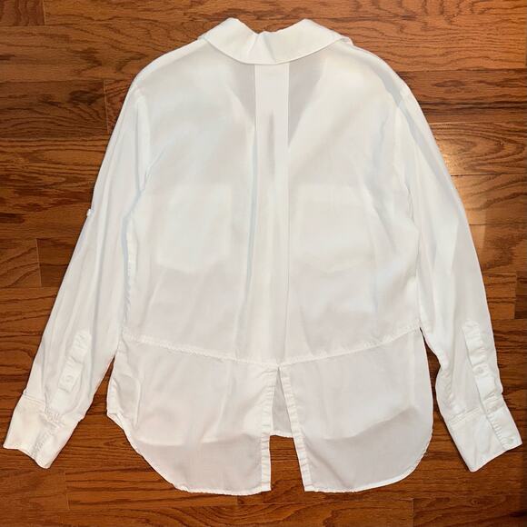 Anthropologie Cloth & Stone White Split Hem Tencel Lindsay Button Up Shirt Small - Picture 8 of 14